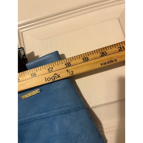 MARC NEW YORK FAUX LEATHER SUEDE SKIRT BLUE L - Picture 5 of 5